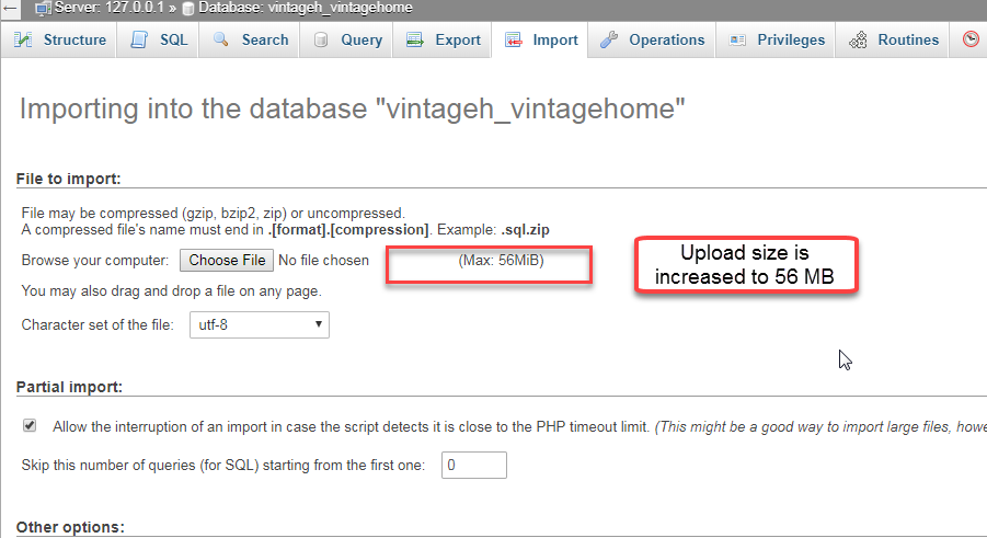 upload size is increased to 56MB